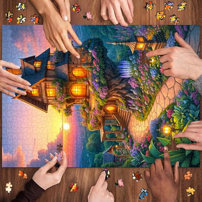 Puzzles for Adults 1000 Pieces, Jigsaw Puzzle for Adults, Fun Challenging Puzzle, Fairytale Tree House Puzzles, Interlock Perfectly No Dust, Gifts for Friends Teacher Father's Day - color: Magic Tree House