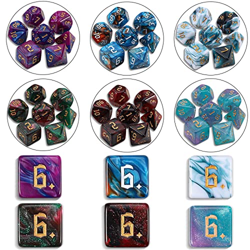 CiaraQ Polyhedral Role Playing Dice with Drawstring Storage Pouch | 26 acrylic dice sets – 182 pcs total, 7 per set (D4-D20). Lightweight & durable. Great for D&D & tabletop games. Ages 14+. - color: 26 Colors -Sickle Font