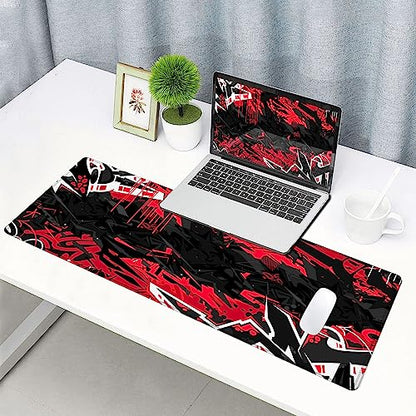 Mouse Pad Gaming, Large XXL Mouse Pads, Non-Slip Rubber Base Mousepad, Keyboard Mouse Mat Desk Pad with Stitched Edges, 31.5x11.8 inch Black Red - color: 07 Black Red
