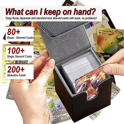 MTG Card Deck Box For Commander Deck Box With 2 Dividers, Card Storage Box Fits 100+ Single Sleeved Cards, PU Leather Strong Magnet Card Deck Case Holder for Magic Yugioh TCG (Black) - color: Black
