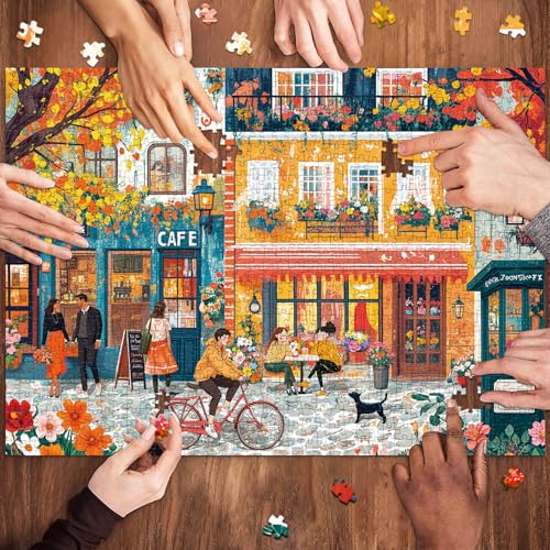 Puzzles for Adults 1000 Pieces, Romantic Street Scene Jigsaw Puzzle with 1:1 HD Poster, Perfect Interlocking No Dust, Stress Relief Ideal Gift for Family Games - color: Romantic Street Scene