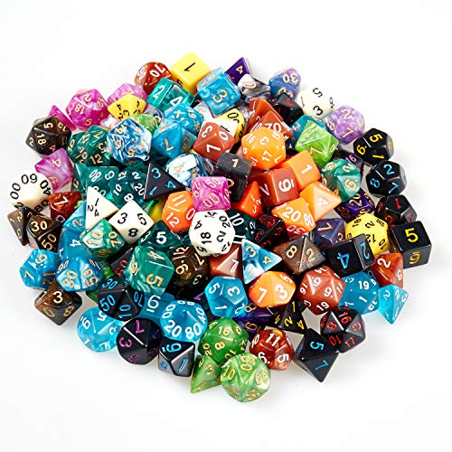 Coyeekn 20-Set DND Polyhedral Dice with Storage Pouch | 140 Total Polyhedral Dice, 7 Per Set, 20 Complete Dice Sets (D4-D20), Great for D&D, MTG & Tabletop RPG Games - color: 20set-140pcs