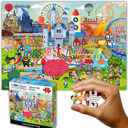 Think2Master Amusement Park 250 Pieces Jigsaw Puzzle. Great Gift. Large Pieces. Size: 14.2” X 19.3” - style: Amusement Park