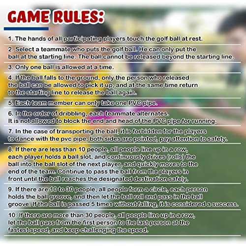 Sratte 1 Set Pipeline Team Building Game Kit with Half Pipe Ball Adult Teen | Teamwork Group Learning Exercise Activity, 40 Half Pipes 12 Golf Balls 4 Storage Bags, Field Day, School Gym Outdoor Sports