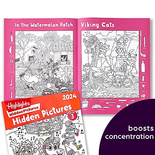 Highlights for Children Hidden Pictures 2024 Activity Books for Kids Ages 6 and Up, 4-Book Set of Travel-Friendly Screen Free Seek and Find Fun, Books Double as Coloring Books