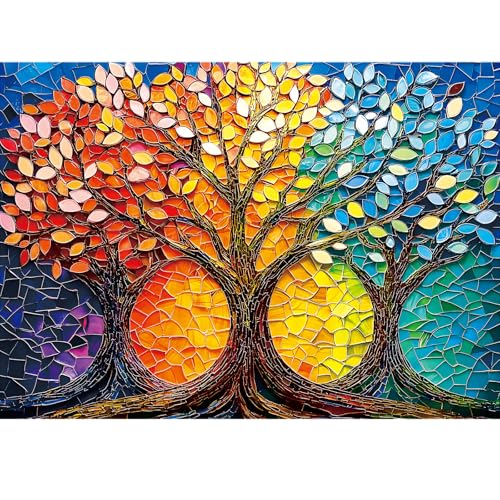 Puzzle for Adults 1000 Piece, 20 x 27 in Mosaic Tree of Life Jigsaw Puzzle | Tight Piece Fit, 1:1 Reference Poster, Lettered Back, Minimal Puzzle Dust, Vibrant Colors, 2mm Extra-Thick Pieces - color: 1000 Pieces-tree of Life