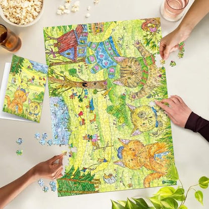 Puzzles for Adults 1000 Pieces, Jigsaw Puzzle for Adults, Fun Challenging Puzzle, Animal Spring Outing Puzzles Game, Interlock Perfectly No Dust, Gifts for Easter Mother’s Day - color: Animal Spring Outing