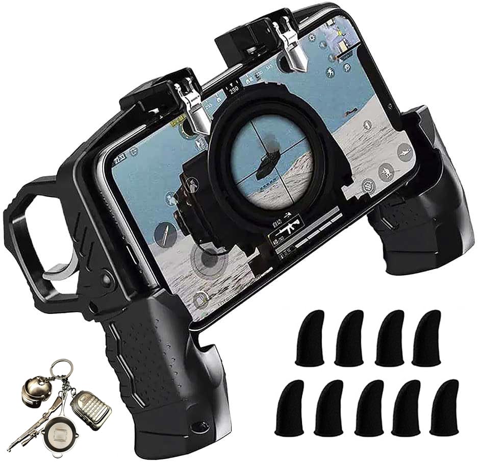 Mikirini 11 in 1 Mobile Phone Game Controller for PUBG/Call of Duty | for 4.5-6.7" iPhones/Android Phones, Cell Phone L1R1 Gaming Triggers, for free fire/apex/fortnitee