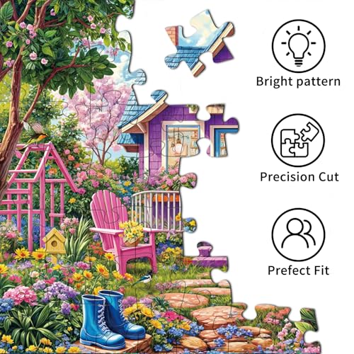 Puzzles for Adults 1000 Pieces,Pink Flower Room Jigsaw Puzzle with 1:1 HD Poster, Perfect Interlocking No Dust, Stress Relief Ideal Gift for Family Games - color: Pink Flower Room