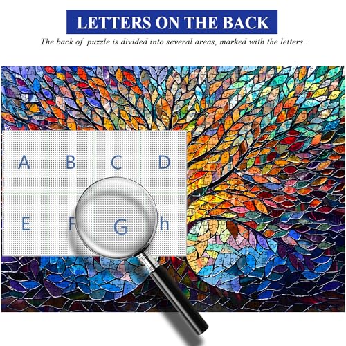PICKFORU Stained Glass Puzzle Tree of Life Puzzles for Adults 1000 Pieces, Impossible Hard Difficult Challenging Puzzles for Adults, Colorful Mosaic Tree of Life Jigsaw Puzzle 1000 Pieces