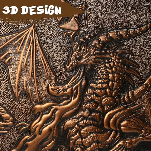 DNDND DM Screen 3D Faux-Leather Embossed Dragon with Four-Panel Pockets, DND Master Screen with Gorgeous Gift Flet Case for D&D Dungeons and Dragon Tabletop Game (Copper) - color: Copper