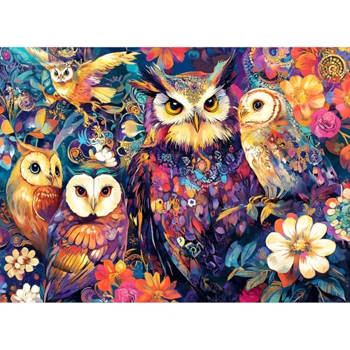 300 Pieces Owl Puzzle for Adults, Bird Puzzle 300 Pieces Recycled Cardboard Jigsaw Puzzles for Adults, Family Challenging Game Home Decor Gift Toy for Teens Kids Seniors 20.5×15 in - style: Owls