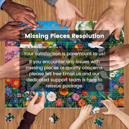300 Pieces Puzzles for Adults, Large Piece Charming Village Jigsaw Puzzles,Colorful Village with Flowers,Birds Lake Puzzle for Kids Kids Ages 8-10 8-12 10-12,Puzzles for Family Game Nights,20.5x15 in - style: Flowers Village