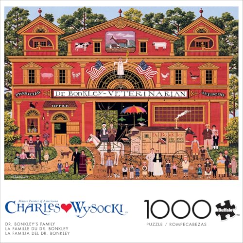 Buffalo Games - Charles Wysocki Dr. Bonkley's Family - 1000 Piece Puzzle | Art by Charles Wysocki, Frameable Art, Made in USA, Recycled Board, Includes Poster, Challenging, intermediate to expert