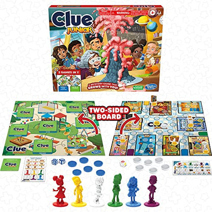 Hasbro Gaming Clue Junior Board Game | 2-Sided Gameboard, 2 Games in 1 | 2 to 6 Players | Mystery Games for Kids | Back to School Gifts | Classroom Preschool Games | Ages 4+