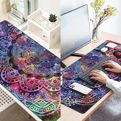 Large Mouse Pad Extended Gaming Desk Mat,Ancient Abstract Mandala Graphic Gaming Office Home Mousepad Keyboard Mouse Mat,Non-Slip Rubber Base 35.4x15.7 Inch Mousepads, U21KR-6M16-9R011 - color: Ancient Abstract Mandala Graphic