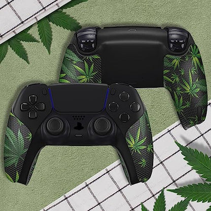 eXtremeRate PlayVital Anti-Skid Sweat-Absorbent Controller Grip for ps5, Professional Textured Soft Rubber Pads Handle Grips for ps5 Controller - Green Weeds - color: Green Weeds