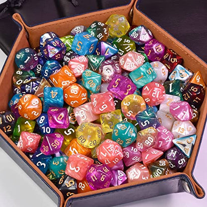 DND Dice Sets, 175Pcs Polyhedral D&D Dice with 4 Leather Bags for D&D Role-Playing Games, RPG Table Games(25Sets) - color: 25sets/175pcs