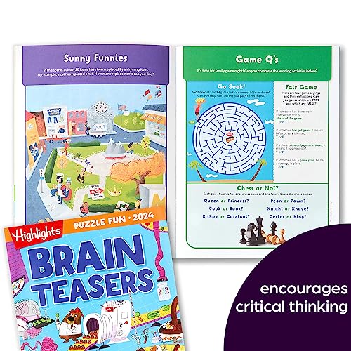 Highlights for Children Fun 2024 Puzzle Books for Kids Ages 6 and Up, 4-Book Set of Brain Teasers, Mazes, Word Puzzles and More Travel-Friendly Screen Free Brain-Boosting Activities
