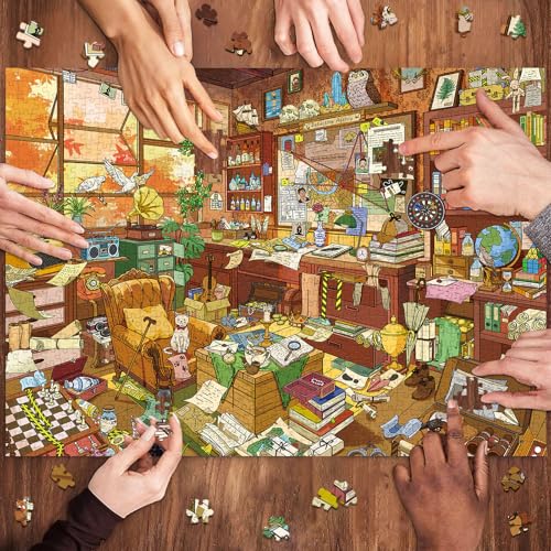1000 Piece Jigsaw Puzzles for Adults,Detective Agency Puzzle with 1:1 HD Poster,Precise Interlocking,Letter Markings on Back,Dust-Free, Stress Relief & Ideal Family Game Gift - color: Detective Agency