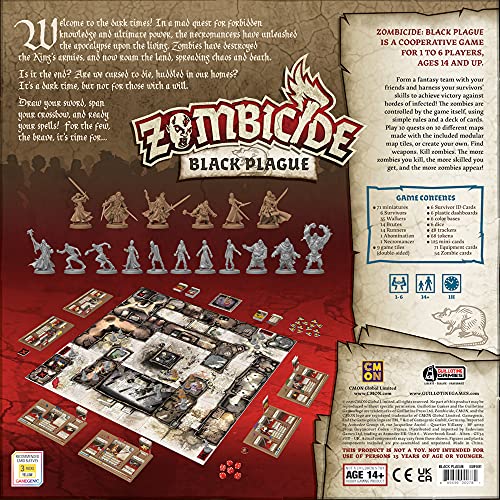 CMON Zombicide: Black Plague - Medieval Fantasy Zombie Board Game - Cooperative Strategy Game with Tabletop Miniatures, Ages 14+, 1-6 Players, 1 Hour Playtime