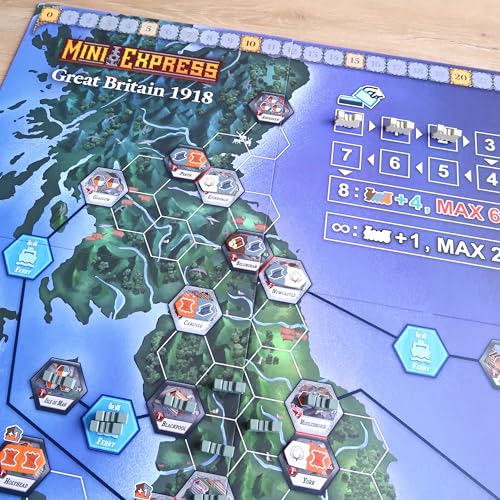 Mini Express by Moaideas Game Design | an Engaging Train Game with Only Two Actions | Strategy Board Game for Family Nights | 1-5 Players (Expansion Map Pack)