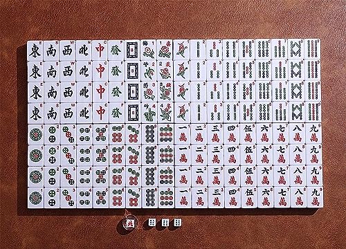 Chinese Mahjong Game Set 146 Numbered Large Tiles with Carrying Travel Case | Complete Majiang Mah Jongg Ma Jong set for family game nights parties travel and gifting with easy setup and portable storage - color: Blue Tile