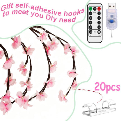 63 Inch Cherry Blossom Tree Light with Remote, 72 LED Cherry Blossom Branch Lights for Wall, 8 Lighting Modes&Timer, Flexible DIY Indoor Decoration for Home, Christmas, Wedding, Party (72LED-63inch) - size: 72LED-63inch