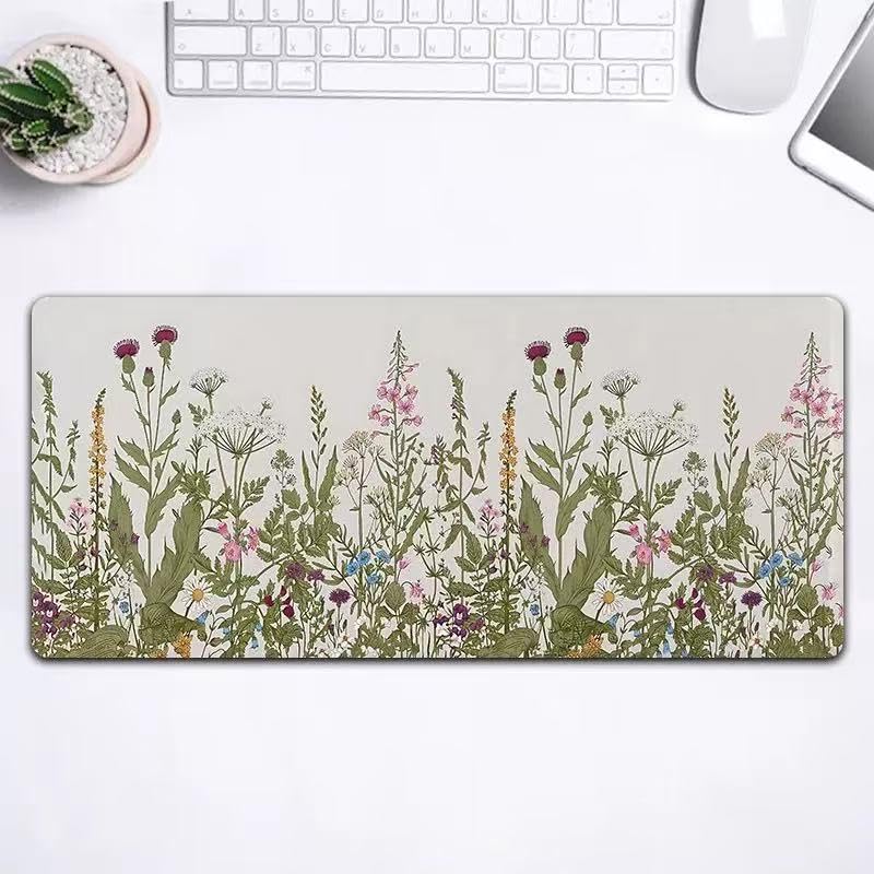 Gaming Mouse Pad Topographic Map Long Mousepad Large 31.5 X 11.8 Inch Desk Mat with Non-Slip Base Stitched Edge Keyboard Mat for Office Desk Pad (Flower-D) - color: Flower-d