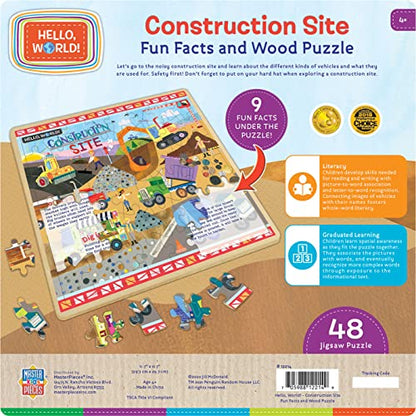 Masterpieces 48 Piece Fun Facts Jigsaw Puzzle for Kids - 12"x12" - Hello World-Construction Site - style: Hello World-Construction Site