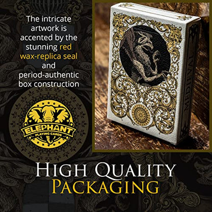 Medieval Playing Cards with Unique Seal and Free Card Game eBook, Stand Out with Cool Poker Cards, Black Deck of Playing Cards, Unique Illustrated Designs for Kids & Adults, Playing Card Decks - color: Gold