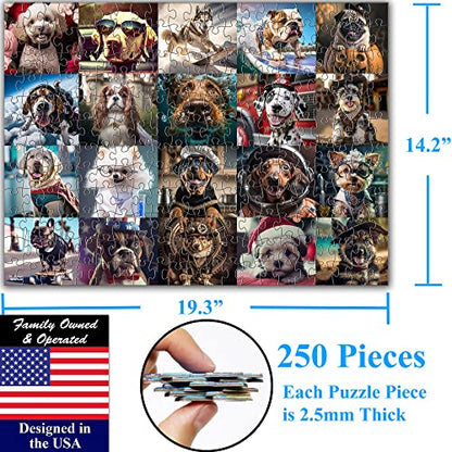 Think2Master Cute Dogs 250 Pieces Jigsaw Puzzle Featuring heartwarming Puppies and Dogs. Great Puzzle. Great Gift. Large Pieces. Size: 14.2” X 19.3” - style: Cute Dogs