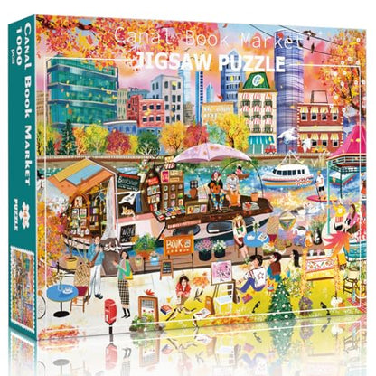 HUADADA 1000 Piece Puzzle for Adults-Autumn Book Boat | Eco matte oil print, eye strain relief, tight puzzle piece fit, vibrant colours,gifts for men women - color: Autumn Book Boat