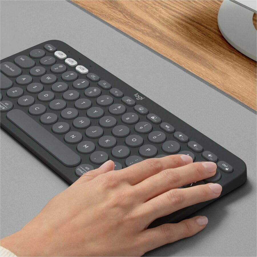 Logitech Pebble Keys 2 K380s, Multi-Device Bluetooth Wireless Keyboard with Customizable Shortcuts, Slim and Portable, Easy-Switch for Windows, macOS, iPadOS, Android, Chrome OS - Tonal Graphite - color: Graphite