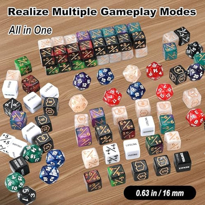 84 Pieces MTG Dice Set Counters Accessories in 12 Colors | 48 Life Counter, 12 Keyword Token & 12 Shield & 12 Spindown Dice for Magic The Gathering,TCG,Cards Gaming