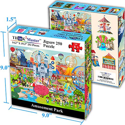 Think2Master Amusement Park 250 Pieces Jigsaw Puzzle. Great Gift. Large Pieces. Size: 14.2” X 19.3” - style: Amusement Park