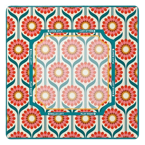 Pink and Green Mahjong Mat, Retro Flroal Mahjong Mat Table Cover 31.5 Inch | Green and Pink Game Pad, Vintage Flroal Mahjong Accessories, Vintage Folk Art Mahjong Mats for Table - color: Green and Pink Flroal