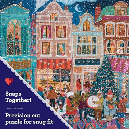 eeBoo A Happy Holiday 1000 Piece Square Jigsaw Puzzle, 23" x 23" | Double coated, sturdy & dust free pieces with a satisfying snap. Includes full color reference insert. Vibrant, original art - style: A Happy Holiday