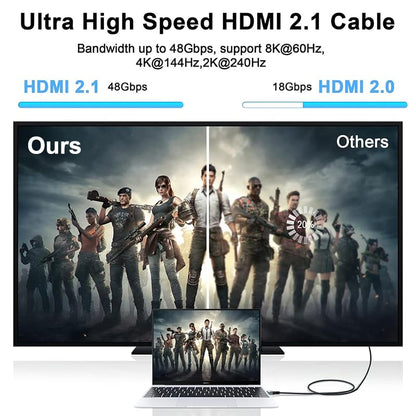 8K@60 Long HDMI Cable 5FT, 48Gbps 2.1 High Speed Gaming HDMI Cord, Braided Nylon & Gold Connectors for TV/Laptop/Monitor/PS-5/X-box/Projector/Entertainment/Sound System & More, Grey