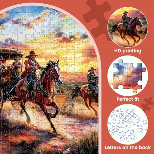 500 Piece Puzzles for Adults, Wild Horses Jigsaw Puzzles 500 Pieces, Beautiful Sunset Sky Jigsaw Puzzles, Challenging Puzzle Home Decor Birthday Party Gift for Adults Seniors Age 14+ - style: Horse