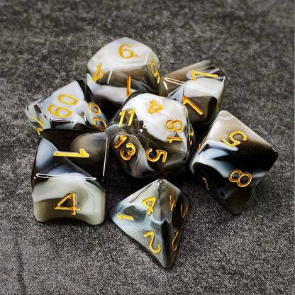 Sage’s Portal Stones DND Dice Set Acrylic Opaque 7-PC Polyhedral DND Dice Set for Dungeons and Dragons D&D Sage’s Cantrips RPG Tabletop TTRPG (White/Mica) - color: White/Mica