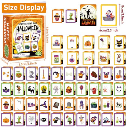 gisgfim 100 PCS Memory Matching Game Happy Halloween Concentration Memory Games Card for Kids Educational Ages 3-8 A Fun & Fast Halloween Theme Matching Games - style: Halloween
