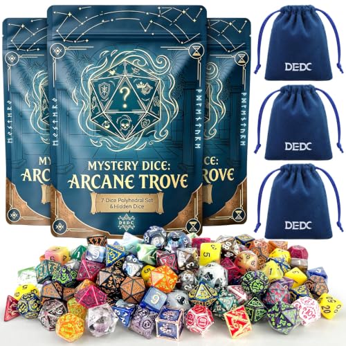 DEDC 24 PCS DND Dice Set, 3 Mystery Bags for Dice Goblins and RPG Games | DND Dice Set DND Gifts for Dungeons and Dragons DMs, 1 in 10 Legendary Dice with Random Polyhedral Dice - size: 3 Pack