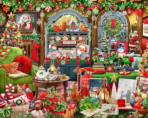 Springbok's Christmas Boutique 1000 Piece Jigsaw Puzzleby Artist Gina Jane Features a Cozy Holiday Boutique Overflowing with Festive Gifts - style: Christmas Boutique