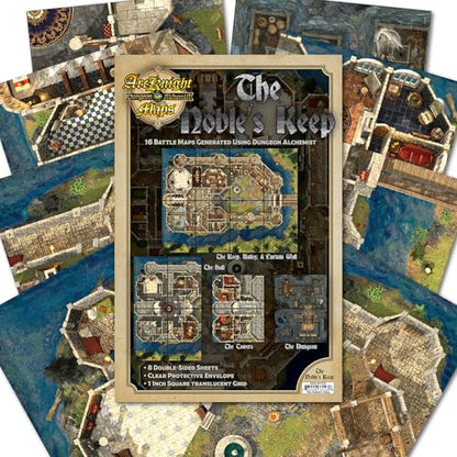 Arcknight The Noble's Keep Roleplaying D&D Battle Map; 16 Modular RPG Maps in 8 Double-Sided Pages, 1" Square Grid, Modular & Versatile DND Map for ttrpg Gaming - for Dungeons & Dragons, Pathfinder - style: Noble Keep