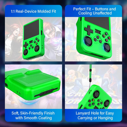 Silicone Case for R36S Handheld Game Console Protective Case with Lanyard Button Cover Accessory for Gift (Green) - color: green