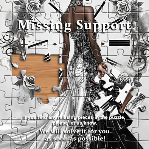 Impossible Puzzle for Adults 1000 Pieces, Flower Beauty Women Black Girl Puzzles, Flower Jigsaw Puzzle Lady Aesthetic Art Vintage - style: Black Girl Puzzle