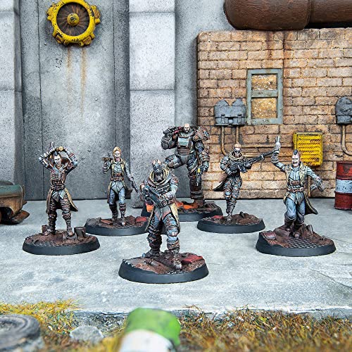 Modiphius Entertainment Fallout Wasteland Warfare: Raiders - The Forged - 6 Unpainted Resin Miniatures, Includes Scenic Bases, 32MM Scale Figures, Tabletop Roleplaying Game Minifigures - style: Forged