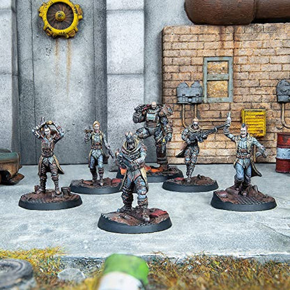 Modiphius Entertainment Fallout Wasteland Warfare: Raiders - The Forged - 6 Unpainted Resin Miniatures, Includes Scenic Bases, 32MM Scale Figures, Tabletop Roleplaying Game Minifigures - style: Forged