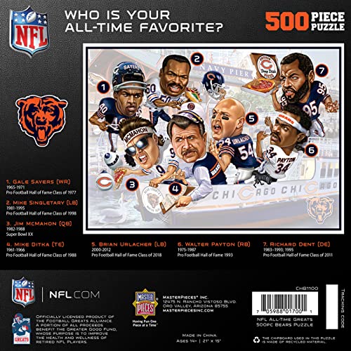 MasterPieces 500 Piece Sports Jigsaw Puzzle for Adults - NFL Chicago Bears All-Time Greats - 15x21 - style: Chicago Bears